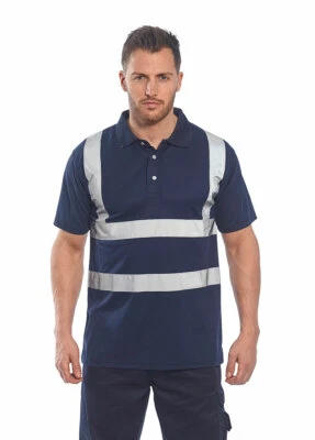 Portwest F477 Safety Work Wear Polo Shirt with Reflective Tape - Image 1 of 3
