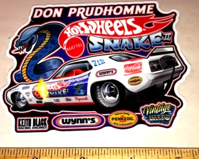 Calcomanía adhesiva Don The Snake Prudhomme White Snake II 1971 Cuda Hot Wheels Foto 1 de 2