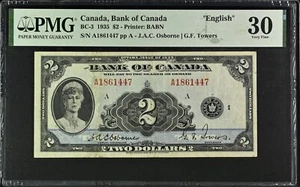 Bank of Canada 1935 BC-3 $2 English (SN:A1861447) PMG VF 30 - Picture 1 of 2