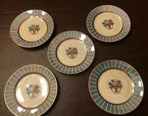 Shiny Blue Luster ware & White Iridescent Bread Plates by Noritake M Set of 5 - Picture 1 of 4