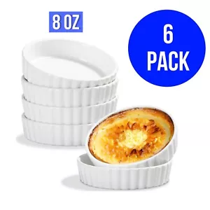 8 Oz Creme Brulee Dish Ramekins Porcelain Ramekins Oven Safe Baking Souffle - Picture 1 of 8