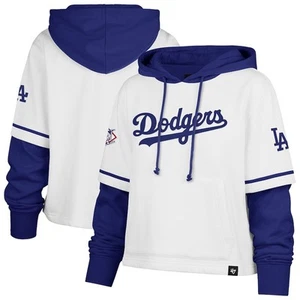 Women's '47 Los Angeles Dodgers Trifecta Shortstop Cropped Pullover Hoodie XXL - Picture 1 of 3