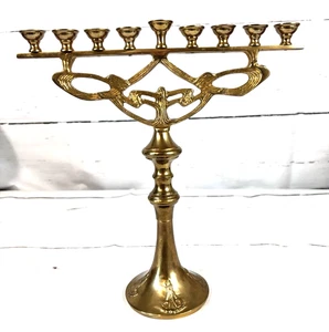 Vintage Jugendstil schwer Messing Menora Metropolitan Museum of Art Israel Museum - Bild 1 von 8