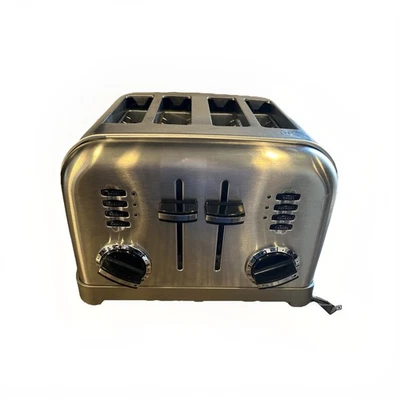 Cuisinart CPT-180(DL) Stainless Steel 4 Slice Toaster Black Knobs Used - Image 1 of 4