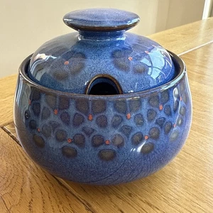 VTG Denby Sugar Bowl / Preserve Jar  & Lid Midnight Blue Pattern Discontinued - Picture 1 of 14