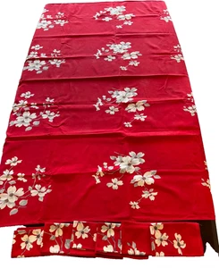 Vintage Weihnachten Wilendur Hartriegel Tischdecke rot Blumen 52” x 62” Baumwolle + 6 SERVIETTEN - Bild 1 von 8