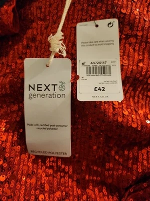New NEXT Red sequin Dress Size 16 RRP £42 - Image 1 of 3