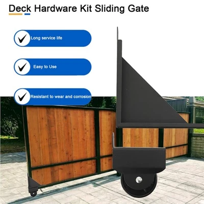 Deck Hardware Sliding Gate Kit Black Rust Resistant Powder Tool Carbon Steel - Image 1 of 4