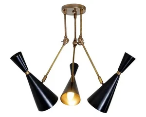 Mid Century Modern Brass Ceiling Light Fixture Lamp Low Ceiling Handmade Italian - Picture 1 of 5