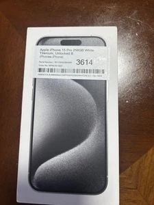 BOITE SEULE Apple iPhone 15 Pro Blanc Titane 256 Go A2849 MU673LL/A Remplacement - Photo 1 sur 3