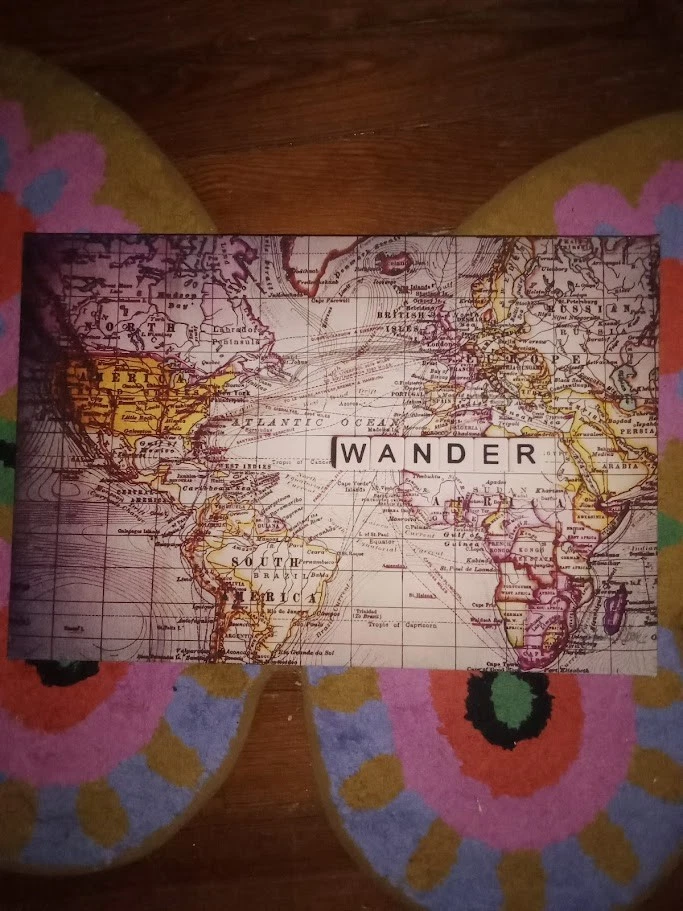 Pintura artística mapa global Wander • Impresión sobre lienzo • ¡Listo para colgar!  Foto 1 de 4