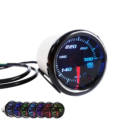 2" 52mm Oil Temp Gauge Temperature Meter 7 Color Tinted 100-300℉ 1/8 NPT Sensor - Image 1 of 4