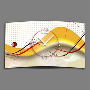 Abstrakt orange rot Designer Wanduhr modernes Wanduhren Design leise kein ticken - Bild 1 von 5