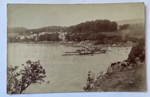 ABERDOUR PIER c1880s SIDE PADDLE STEAMSHIP TANTALLON CASTLE ALBUMEN PHOTOGRAPH - Picture 1 of 9