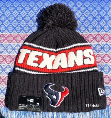 2024 NFL On Field Houston Texans New Era Tejido Gorro Pom Oficial Foto 1 de 3