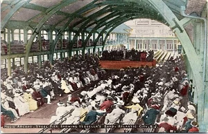 Postcard NJ View Music Arcade Steel Pier Vessella's Band Atlantic City People B3 - Picture 1 of 2