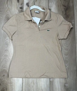 Lacoste Women’s Polo Shirt Short Sleeve Camel Size 42 /8 Slim Fit NEW - Picture 1 of 7
