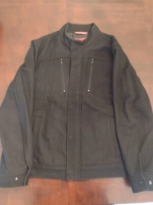 Chaquetón clásico de madera negro manga larga Alfani para hombre talla L forrado con botones con cremallera Foto 1 de 4