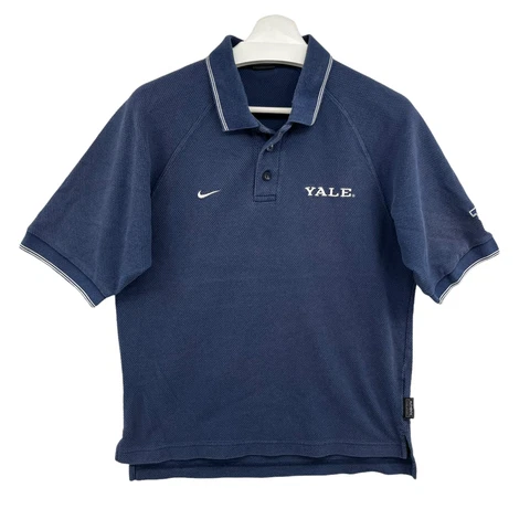 Vintage Nike Team Polo Shirt Yale Bulldogs NCAA Spellout Mens Small Embroidered Cover