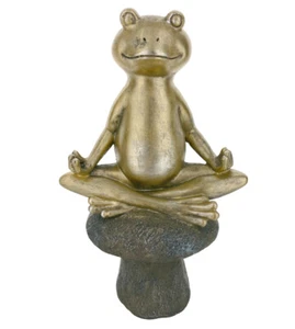 THE JOY TREE Yoga Frog Statue - Zen Garden Mushroom Décor Indoor Outdoor 9" - Picture 1 of 4