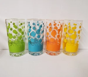 Vintage Retro Polka Dot Bubbles Fred Press Style Tumblers Set of 4 Multicolor  - Picture 1 of 13