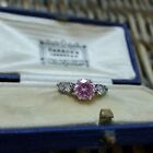 Diamonique Solid 925 Sterling Silver Ring, Pink  Zirconia, Size K.5 US 5.5 