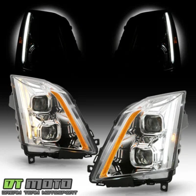 2008-2014 Cadillac CTS Halogen Chrome LED Switchback Signal Projector Headlights - Image 1 of 4