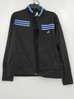 Chaqueta Adidas Mujer XL Negra/Azul Sólida 3 Rayas Falta Cremallera Mat. Desgaste Foto 1 de 4