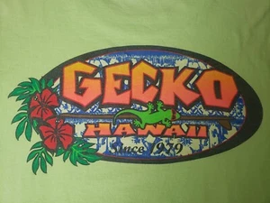 Vintage 90's Gecko Sz Large Hawaii Neon Front/Back Skate Surf TShirt Made In USA - Picture 1 of 8