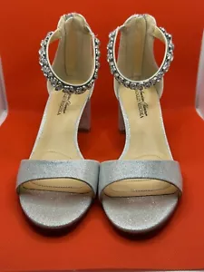 American Glamour BADGLEY MISCHKA 2.25”Zip Back Heels With Rhinestone Ankle Strap - Picture 1 of 12