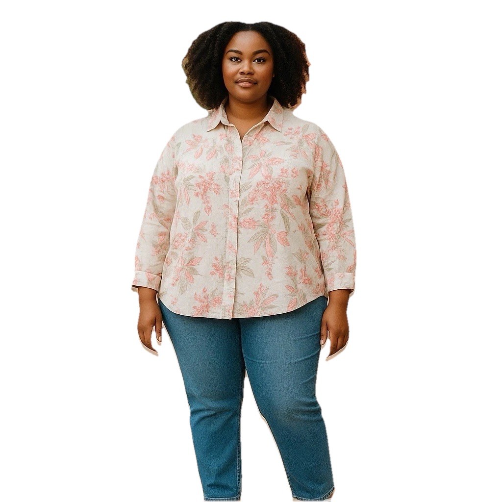 Jones New York Linen Plus Size Floral Tops for Women for