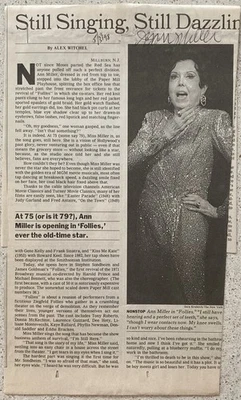 Ann Miller Firmado Cliping 1998 The New York Times Follies Paper Mill Playhouse Foto 1 de 3