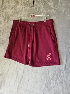 Psycho Bunny Shorts Herren L/34" weinrot Sweatshorts Häschen Logo Kordelzug - Bild 1 von 11
