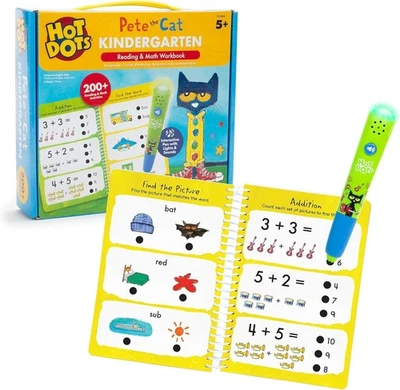 Libro de ejercicios de lectura y matemáticas Hot Dots Pete the Cat Kindergarten - Kindergarten Workbo Foto 1 de 4