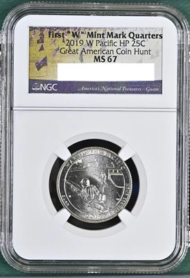 2019 W Guam War In the Pacific Quarter 25c NGC MS 67 West Point - War Label - Image 1 of 2