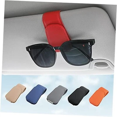  Sunglass Holder for Car Visor Sunglasses Clip Magnetic Leather Glasses 1 Red - Image 1 of 4