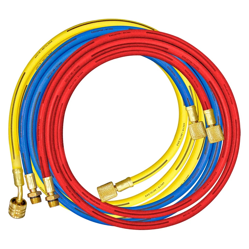 Mastercool 84962 96" Yellow R-134a A/C Charging Hose w Auto Shut-Off Valve - Image 1 of 1