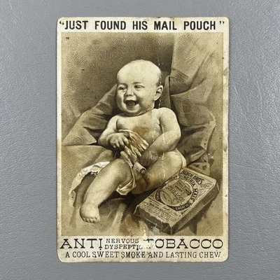 Victorian Trade Card Tabaco Acaba de Encontrar Su Bolsa de Correo Bebé LEER 3.5x5" Foto 1 de 2