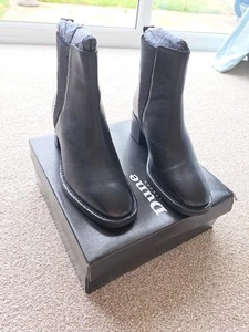 Dune London, Black Leather Ankle Boots, Elastic Detail, Size 7 UK - Picture 1 of 3