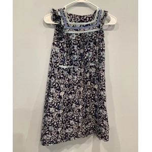April Cornell Girls Shift Dress Size 7 8 Blue Floral Cottagecore Boho New Cotton - Picture 1 of 6
