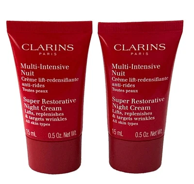 2 x CLARINS Super Restorative Night Cream All Skin Types 0.5 oz / 15 ml each - Image 1 of 4