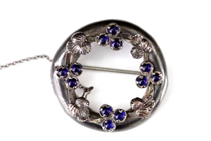 Arts Crafts Silver Brooch Blue Cabochon Stones Circa 1890 - Picture 1 of 7