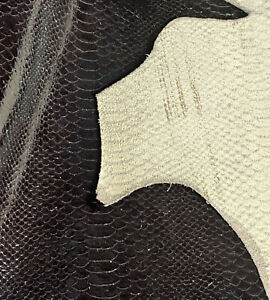 Black Gloss Crocodile Leather Cow Hide Cowhide Accessory Bag Craft Avg 13 SqFt