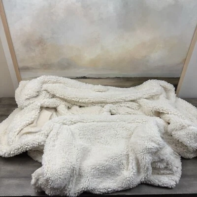 Pottery Barn Kids Anywhere Sofa Lounger Flip Out Chair Sherpa Slipcover Ivory OB - Image 1 of 4