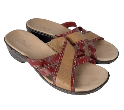 CLARKS sandali scarpe con zeppa slip on taglia 8 comode classiche