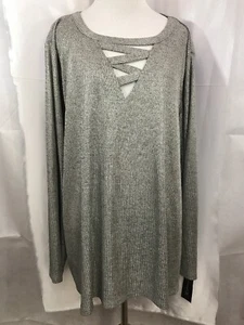 NWT INC International Concepts Silver Sparkle Holiday Knit Top Plus sz 4X (1-3) - Picture 1 of 5