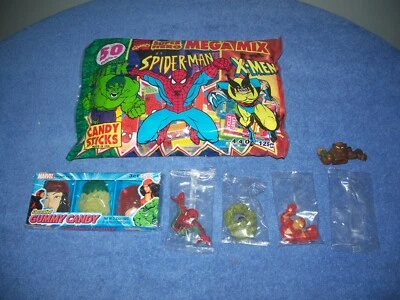 Vintage 1999 Spiderman Marvel Candy Sticks 50ct w/ Gummy Candy & Finger Puppets - Image 1 of 4
