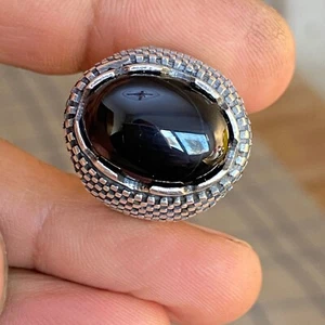 Anillo de ágata wow hecho a mano de plata de ley 925 para hombre natural NEGRO ONYX Aqeeq ANILLO - Imagen 1 de 10