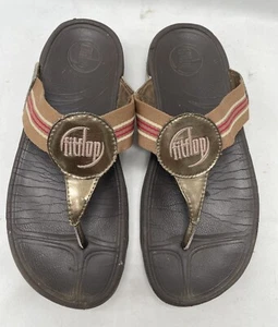 Fitflop Lulu Women's Size7 Brown Gold Red Slip On Sandals - Picture 1 of 9