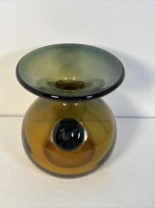 Vintage 5” Blown Glass Ombré Flower Vase Decorative Blue Yellow Green Round - Picture 1 of 9